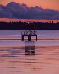 Scenic view of sea against sky at sunset