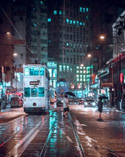 View of city street at night