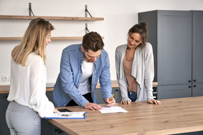 Business colleagues working at office