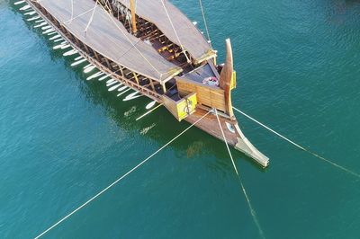 High angle view of boat in water