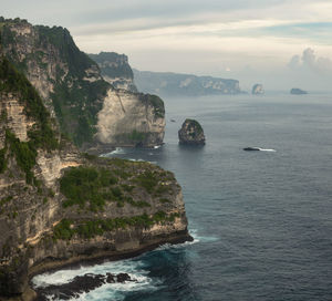 Scenic view of banah cliffs in nusa penida island, indonesia