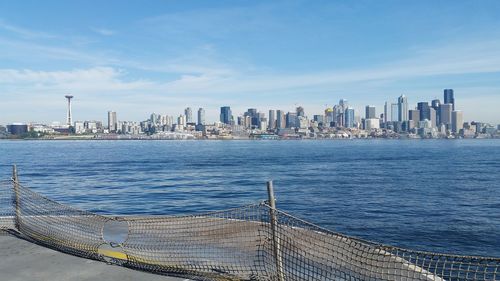 View of cityscape against clear sky