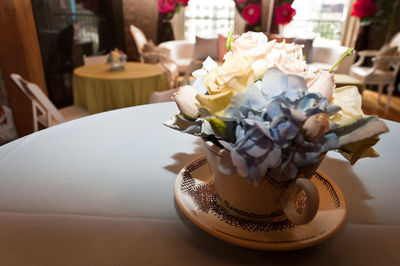 Close-up of flowers on table