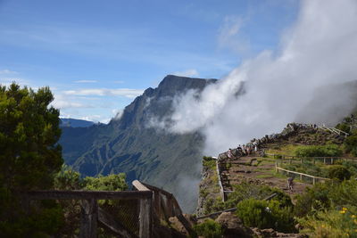 Panoramic view of majestic mountains against sky