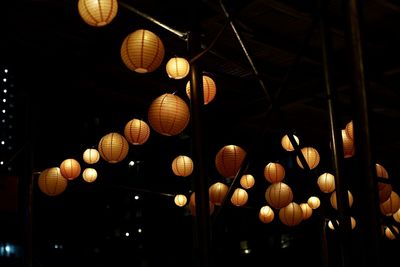 Low angle view of illuminated lanterns