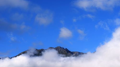 Low angle view of mountains against sky