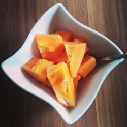 Papaya slices in bowl