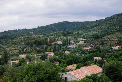 High angle view of townscape against sky