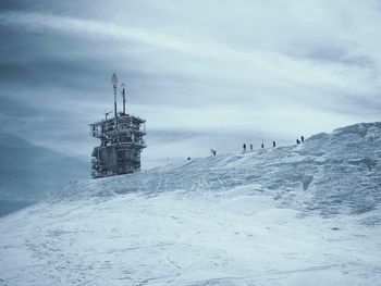 Scenic view of frozen sea against sky