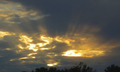 Low angle view of cloudy sky at sunset