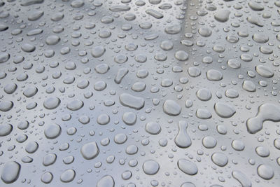 Full frame shot of raindrops on glass