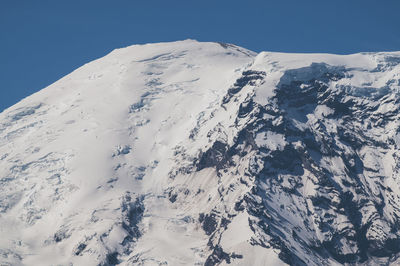 Scenic view of snowcapped mountains against clear sky