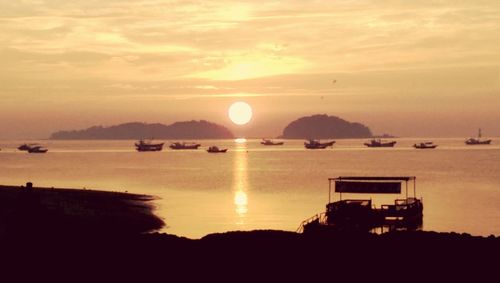 Scenic view of sea at sunset