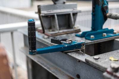 Close-up of machinery in factory