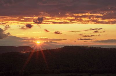 Scenic view of silhouette landscape against sky during sunset