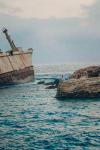 Scenic view of sea against skyat edro iii shipwreck