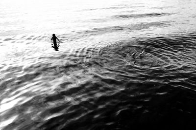 Man swimming in sea