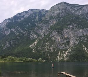 Mountain by lake