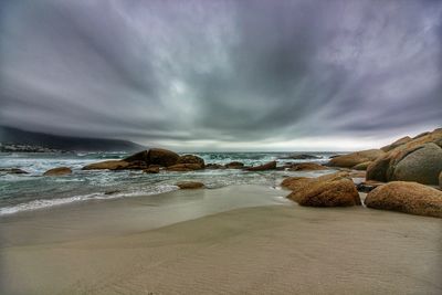 Scenic view of beach against sky