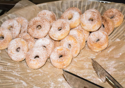High angle view of cookies