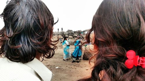 Rear view of woman in hair