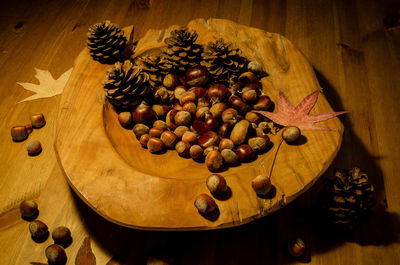 High angle view of fruits on table