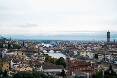 High angle view of buildings in city