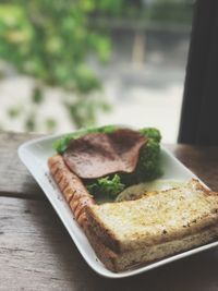 Close-up of food on table