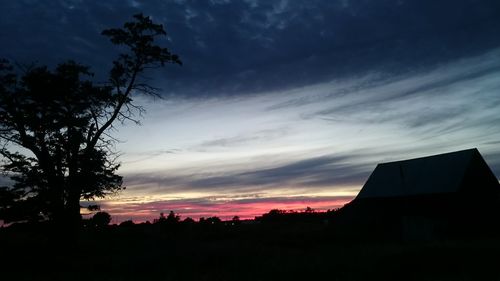 Low angle view of silhouette trees against sky at sunset