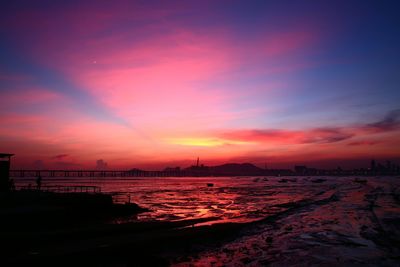 Scenic view of sunset over calm sea