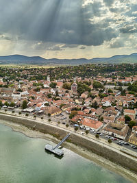 High angle view of townscape against sky