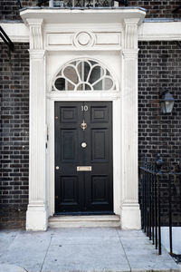 Closed door of building