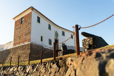 View of the santa maria fort in the port of barra in the city of salvador, bahia.