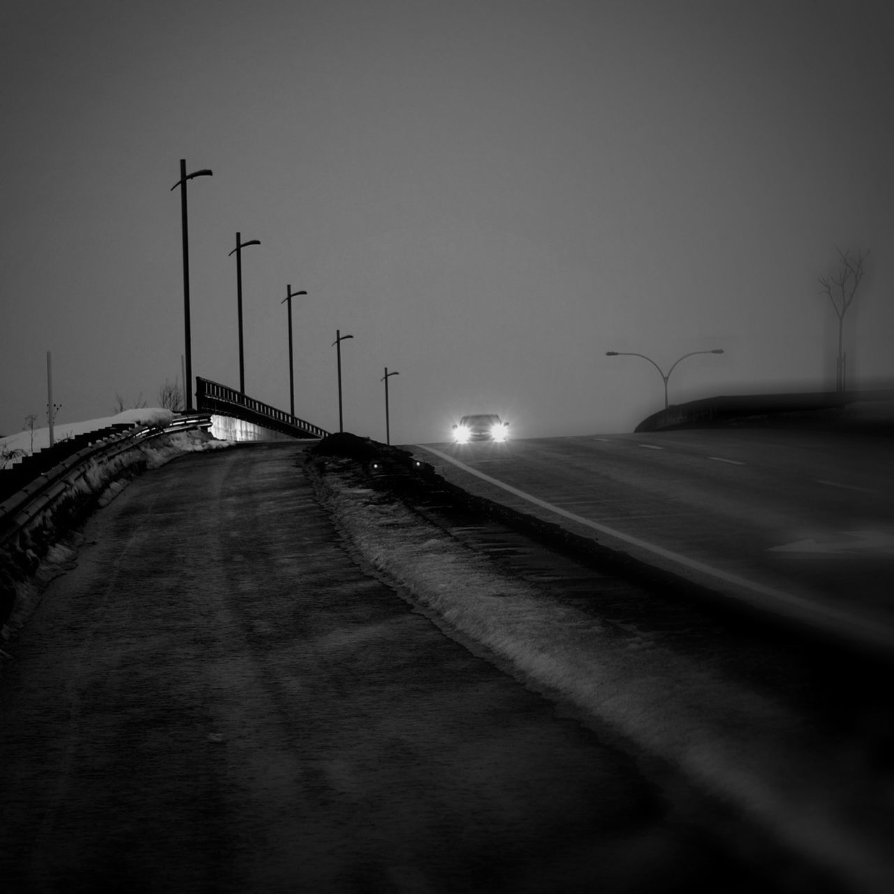 the way forward, transportation, clear sky, road, street light, copy space, diminishing perspective, vanishing point, illuminated, empty, street, long, empty road, road marking, tranquility, sky, lighting equipment, sunset, outdoors, nature