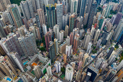 Arial view of modern buildings and road in city