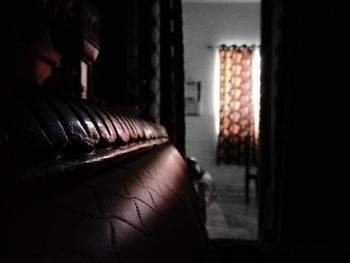 Close-up of open door at home