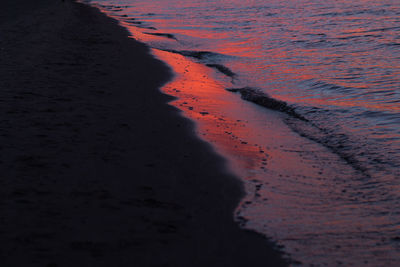 High angle view of beach during sunset