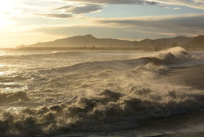 Sea storm in lavagna. tigullio. liguria. italy