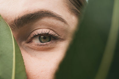 Close-up portrait of a serious young woman