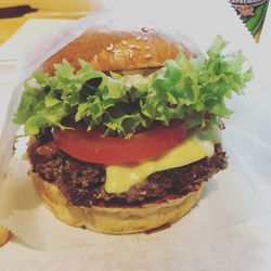 Close-up of burger in plate