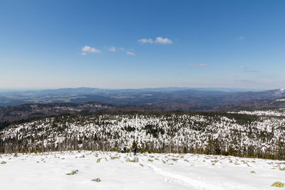 Panoramic view of field against sky during winter