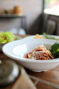 Close-up of meal served in plate