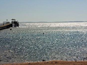 Scenic view of sea against clear sky