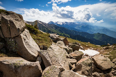 Mountain landscape of central asia. the tien shan mountain range from the side of kazakhstan