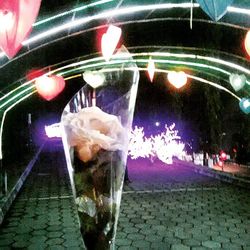 View of illuminated building