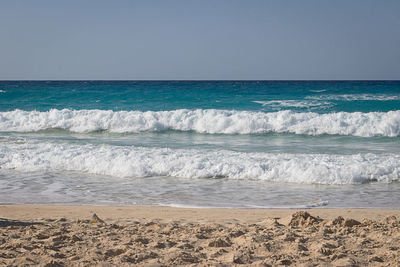 Scenic view of sea against clear sky