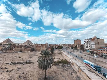 Panoramic view of cairo city and the pyramids of giza