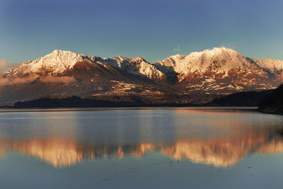 Mountain reflexing into the lake