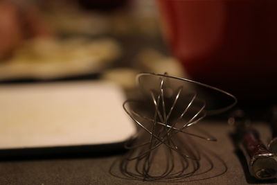 Close-up of christmas decoration on table