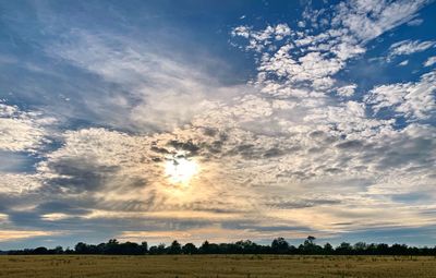 Scenic view of field against sky during sunset